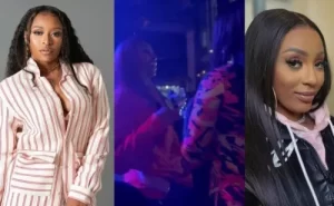AKA’s girlfriend, Nadia Nakai and ex, DJ Zinhle spotted grooving at a club (Video)
